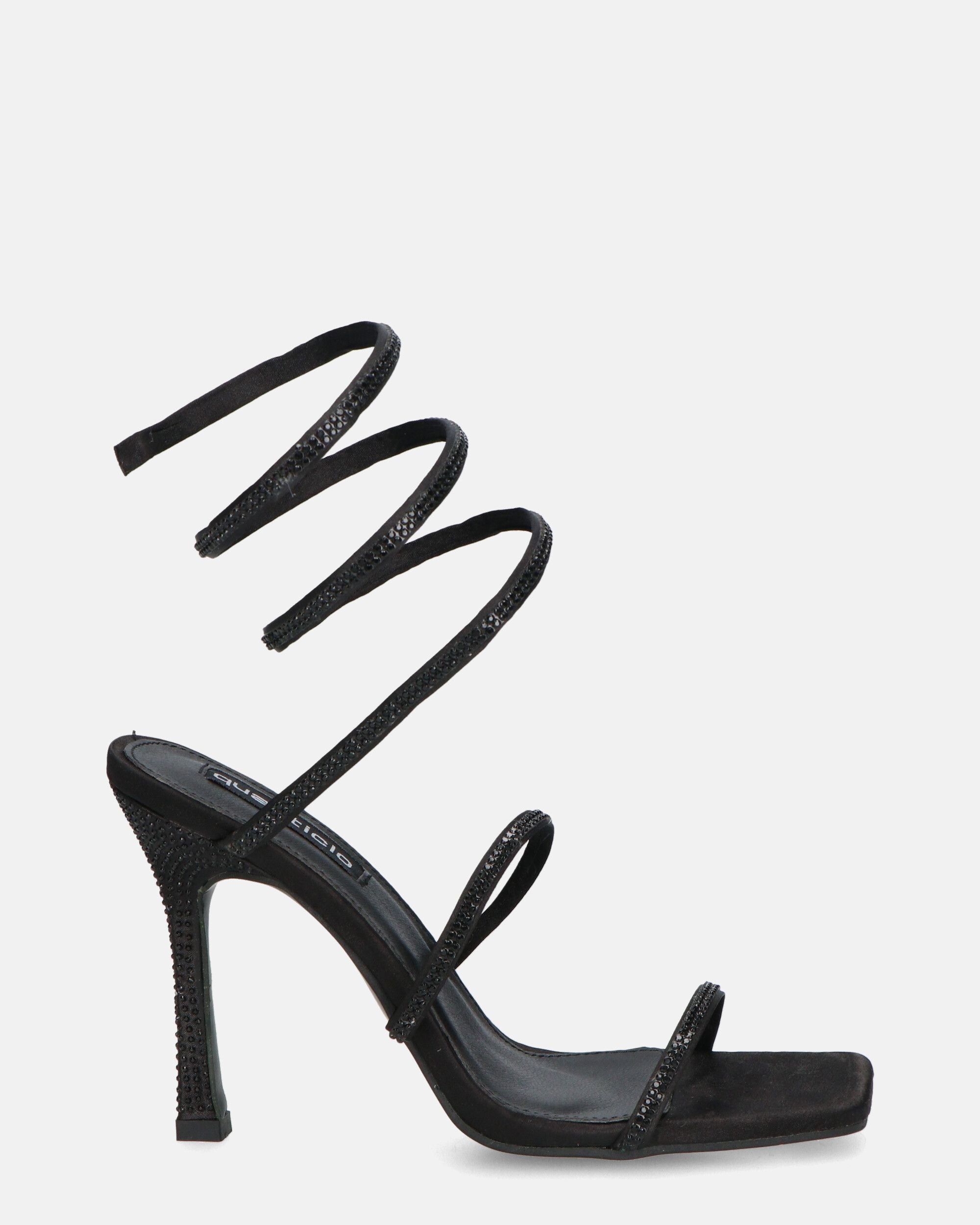 NORA - black spiral high heels with gems