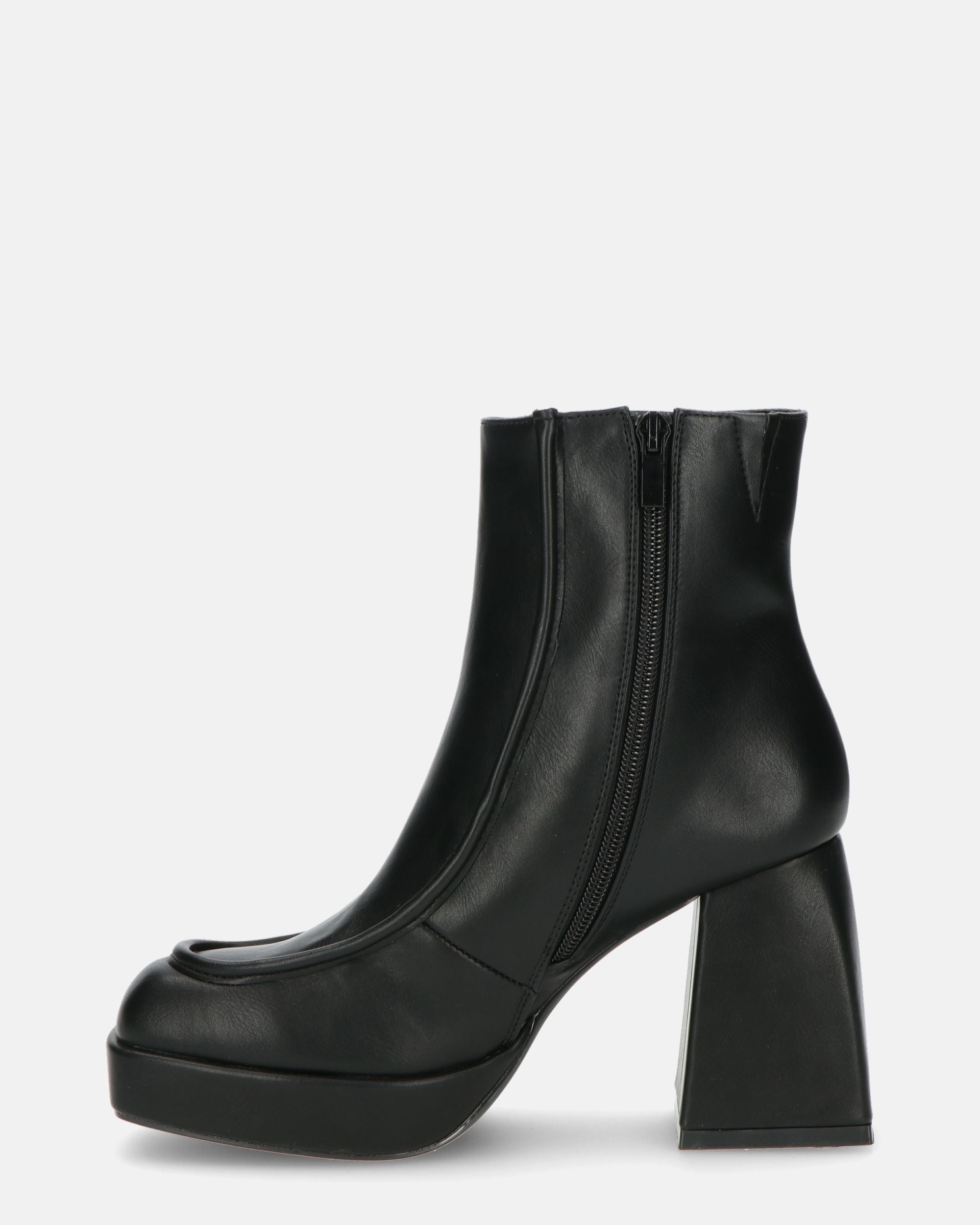 SEVERINA - black ankle boots with square heel in eco-leather