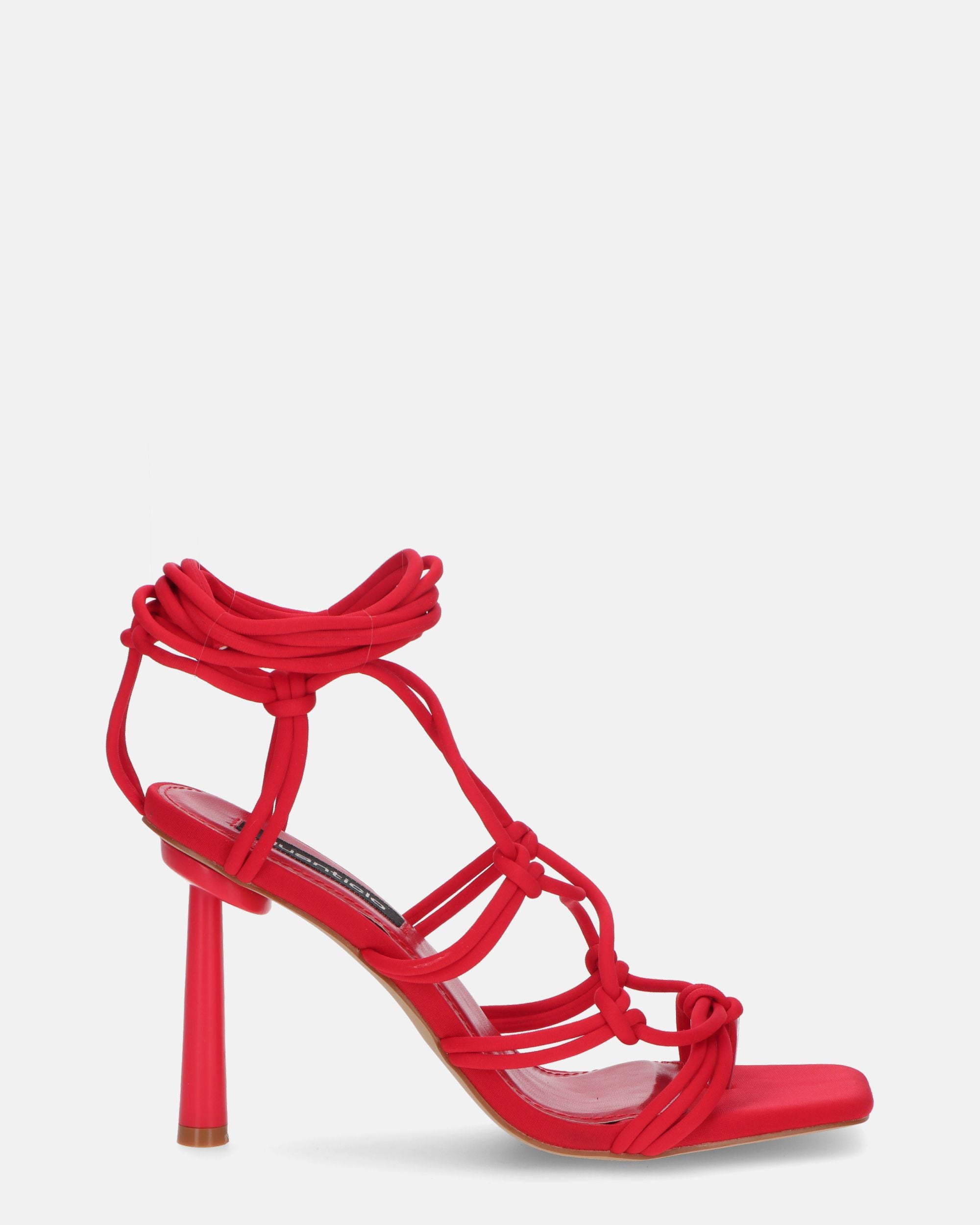 SAMOA - red lycra sandals with high heel and laces