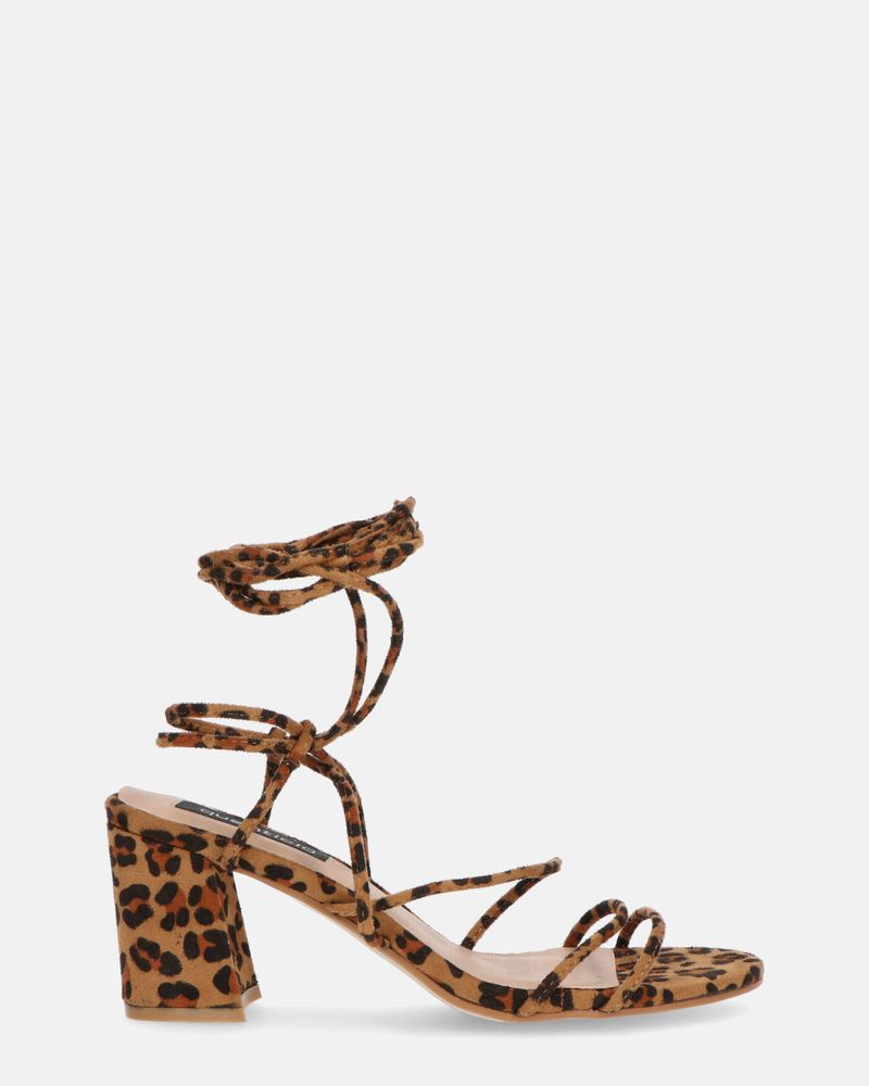 TALIA - heeled sandal in leopard suede