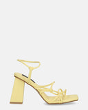 ZAHINA - yellow faux leather sandals with square heel