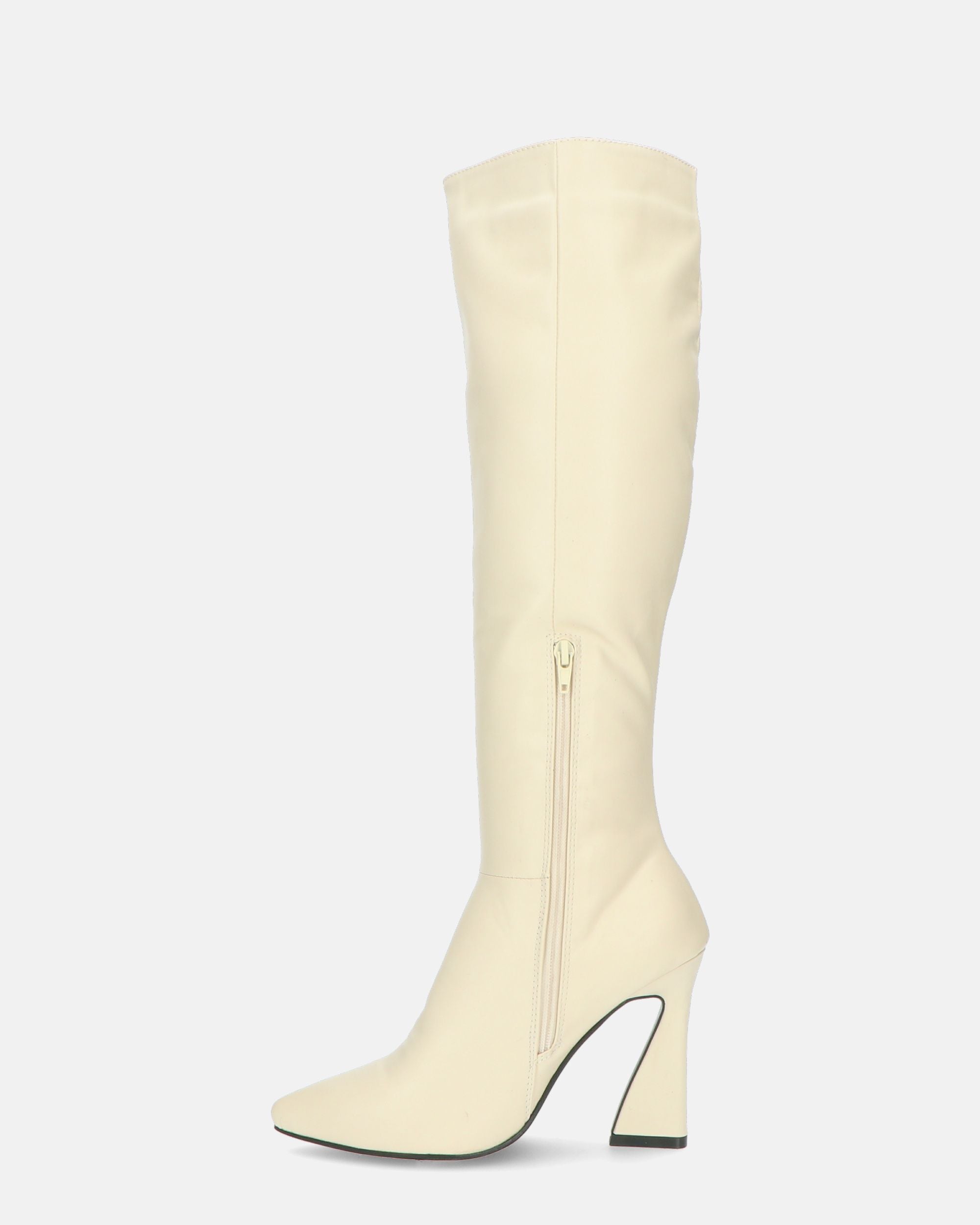 KELLY - beige high boot with side zip