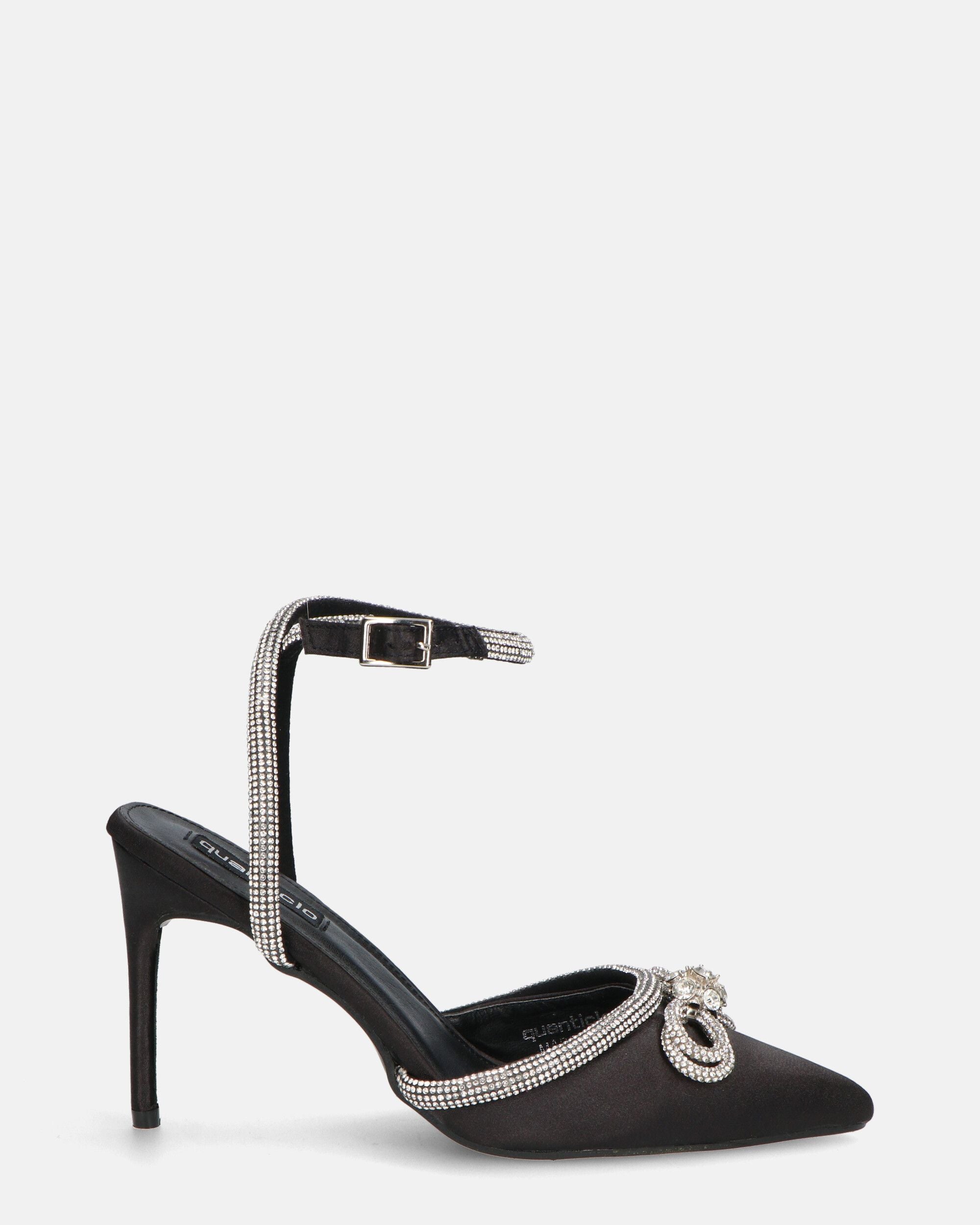 MARETA - black heeled shoes with glitter bow