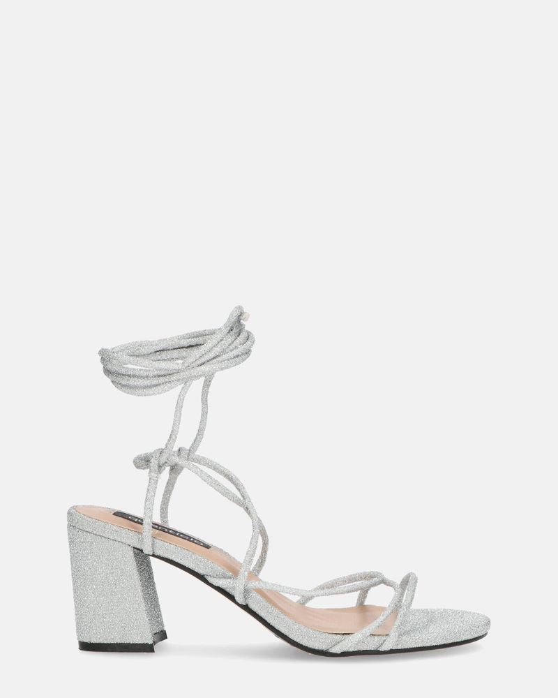 TALIA - heeled sandal in grey glitter