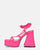 LORINA - pink lycra sandals with heel and platform