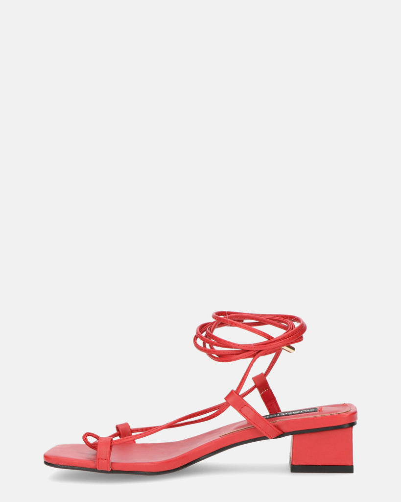 TARA - sandal with red heel and laces