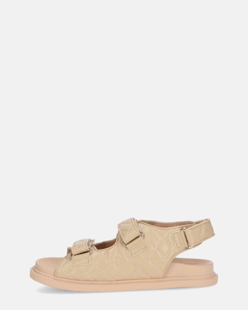 ALIZEE - beige eco-leather sandals with padded effect