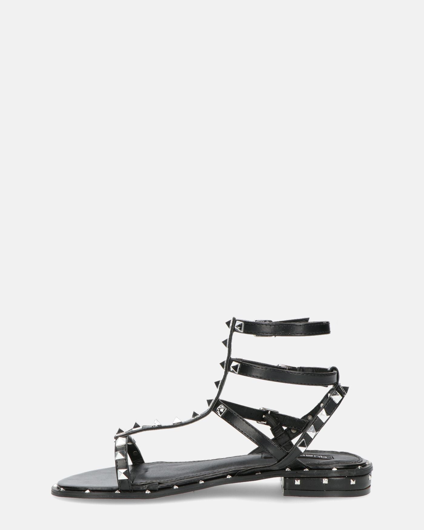KENZA - black sandals with straps and studs
