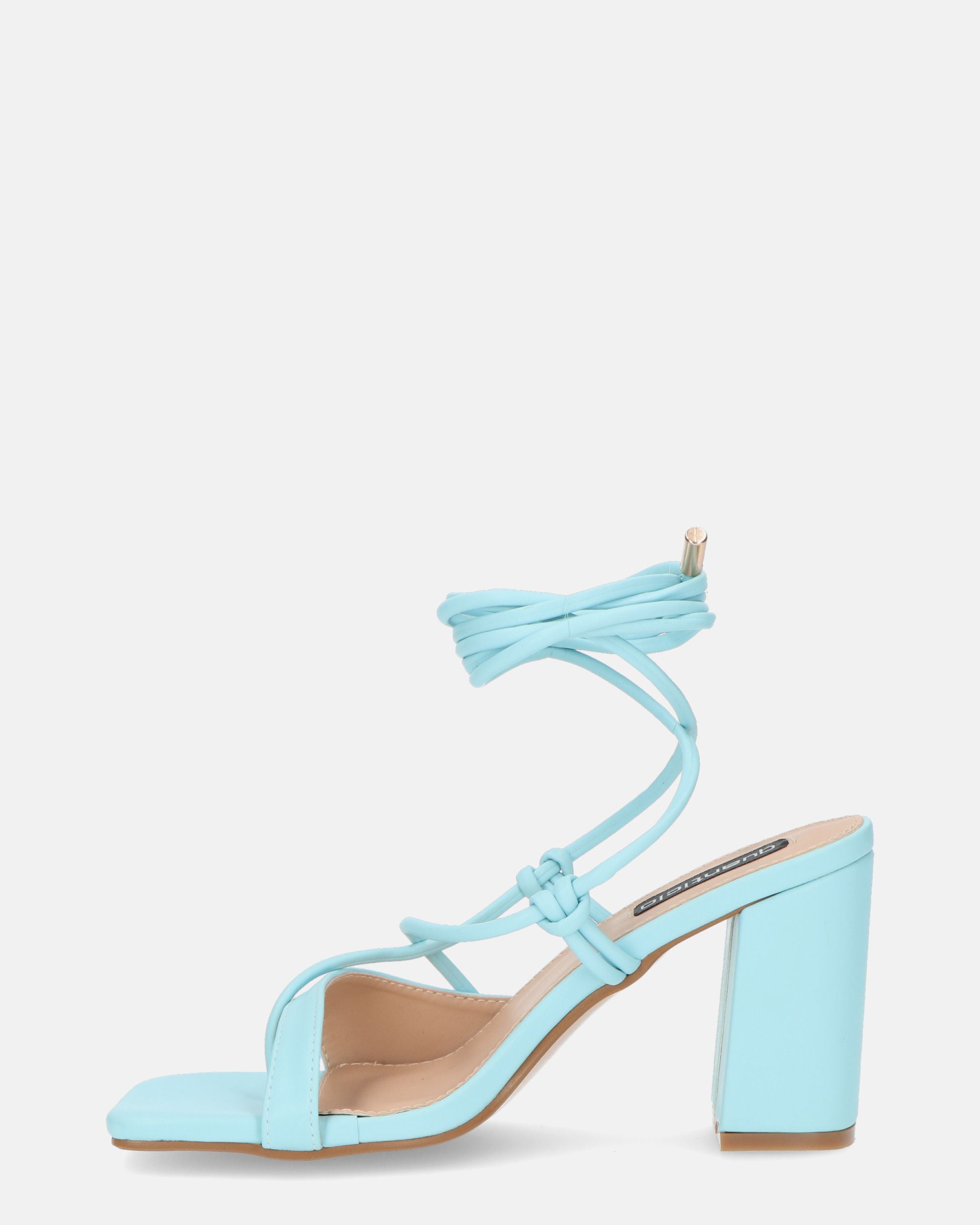 NADIYA - thong sandals with heel in light blue PU