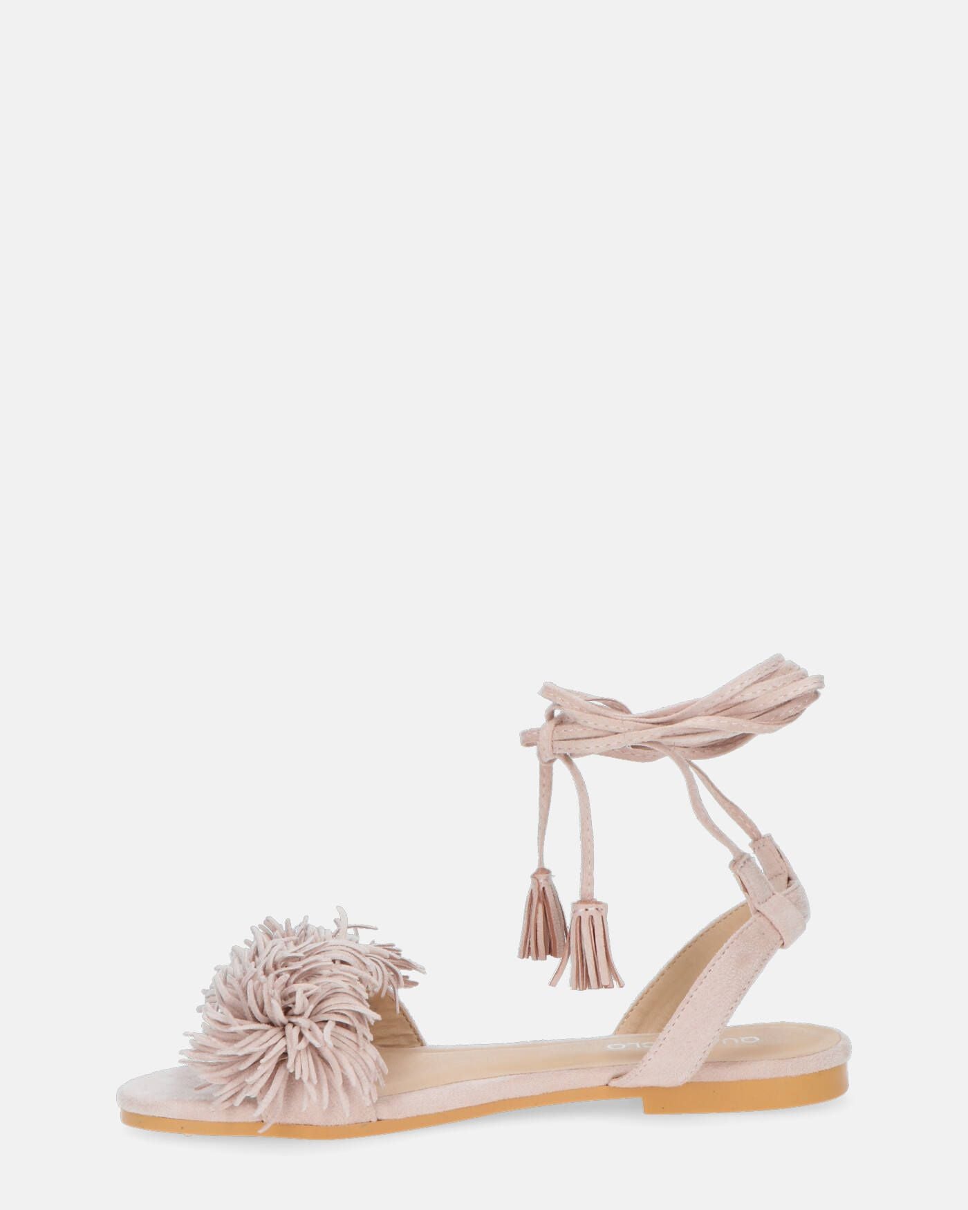 VALERY - lace up flat sandals in beige