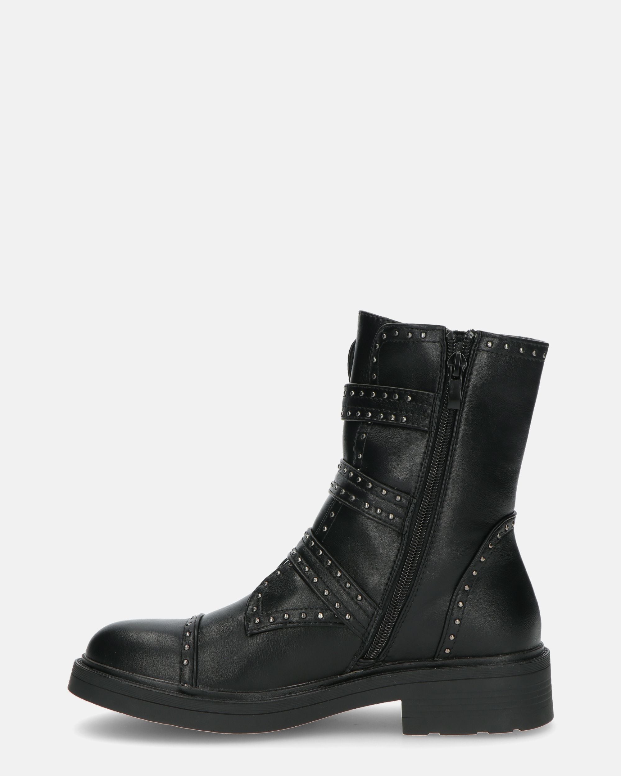 VERDIANA - black ankle boot with side buckles