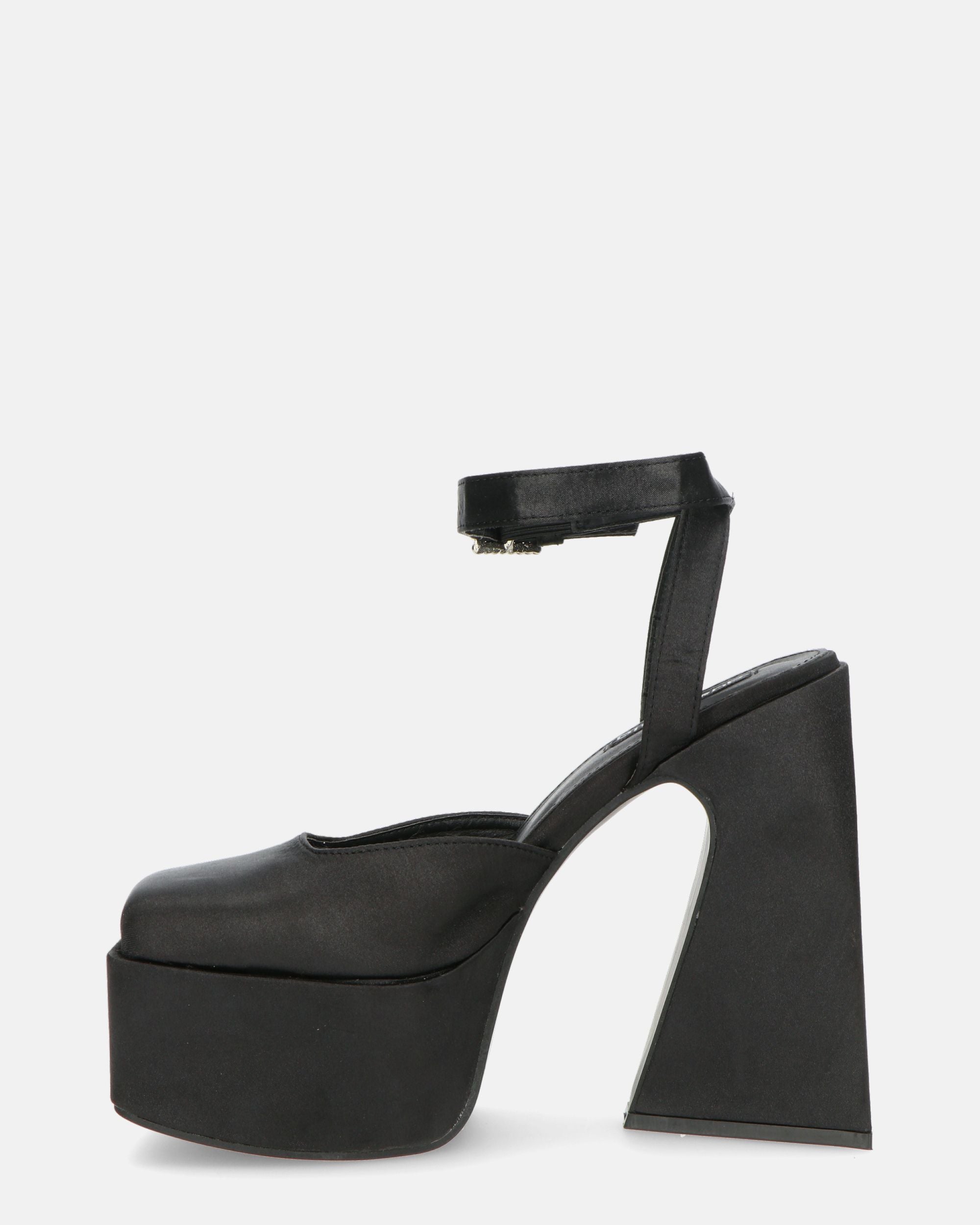 ELEANOR - black closed toe shoes with heel and strap