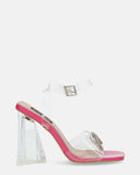 ERINDA - pink sandals with translucent heel and toe decoration