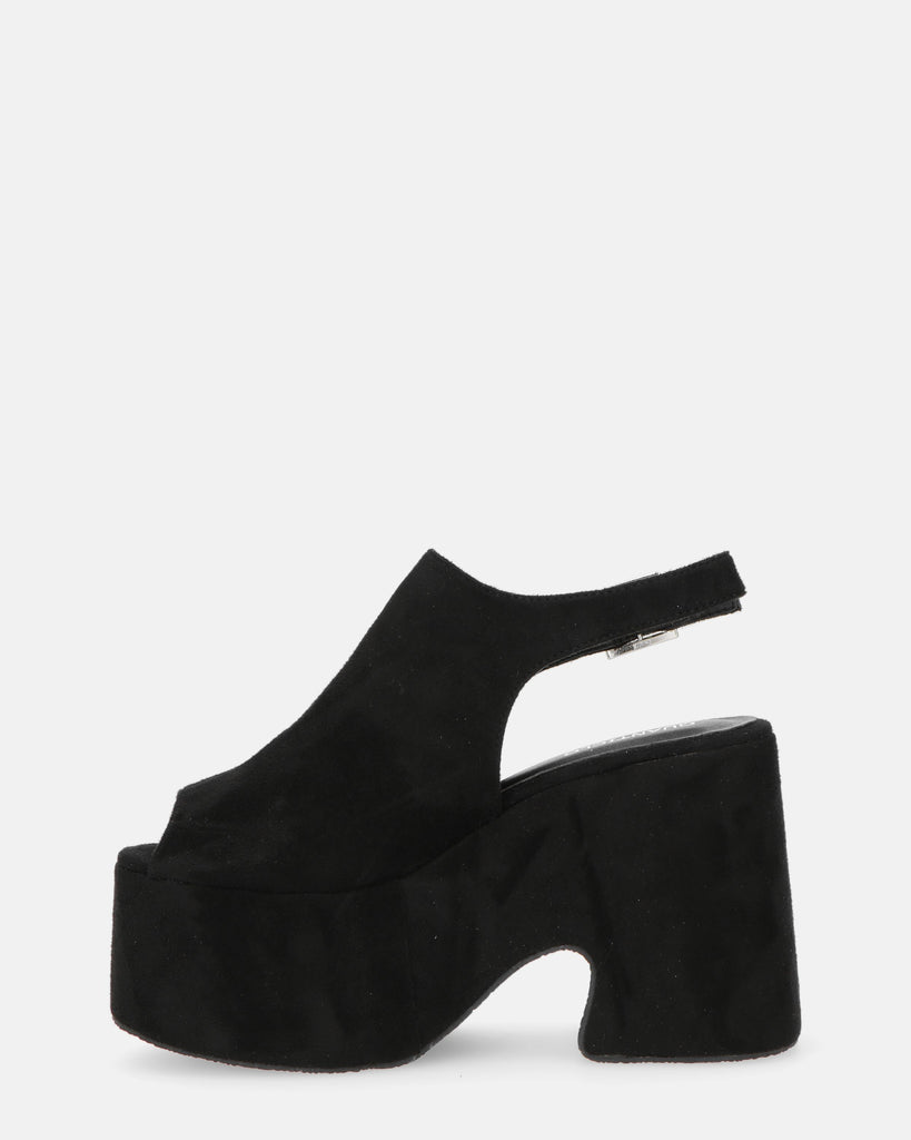 MARTA - platform heel in black suede