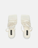 GILDA - heeled sandals in white eco-leather with laces