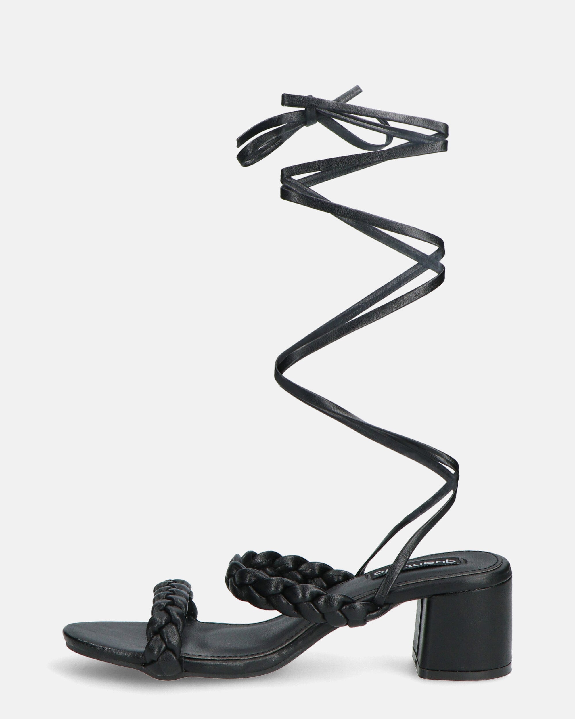 TARISAI - black faux leather sandals with laces