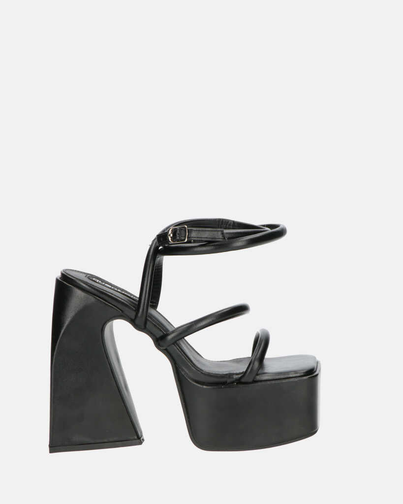 REMY - sandals with high heel and strap in black eco-leather