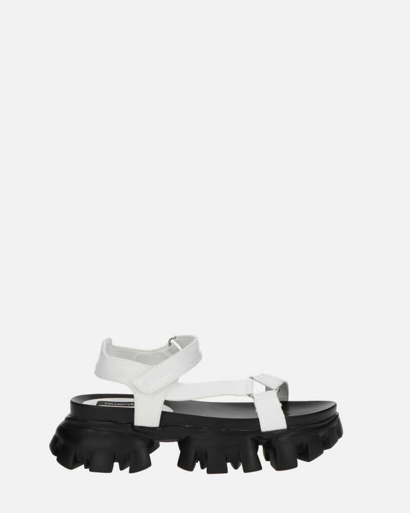 JENNY - white sandals with velcro closure