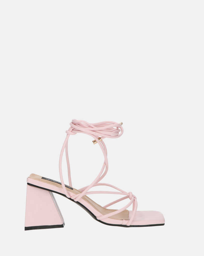MELISA - sandals with laces in pink PU