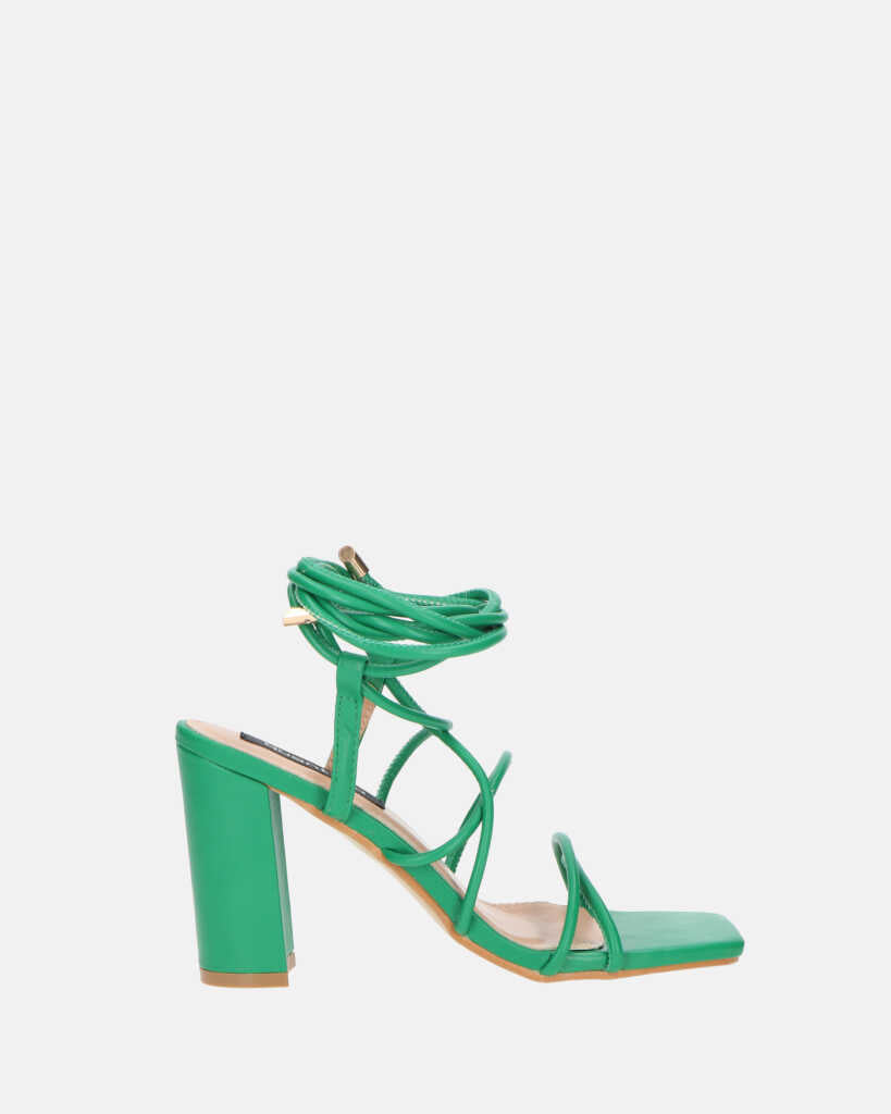 MARISOL - green heeled sandals with laces