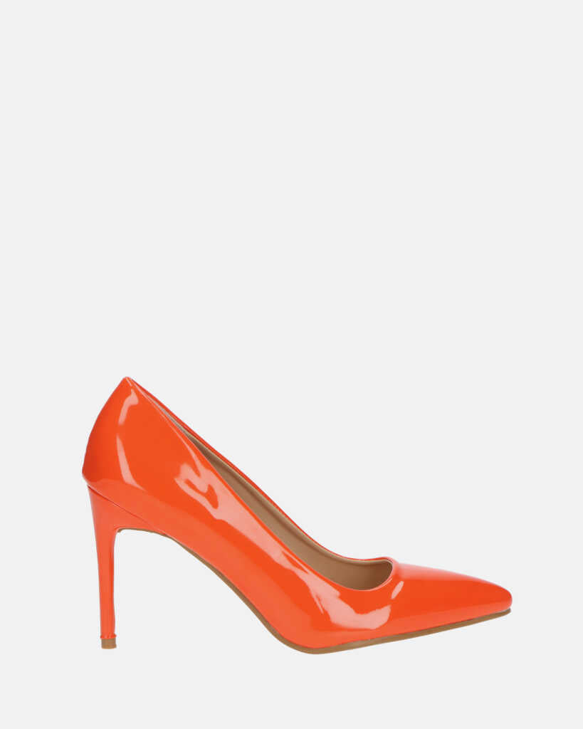 PORSHA - orange glassy decolette with stiletto heel