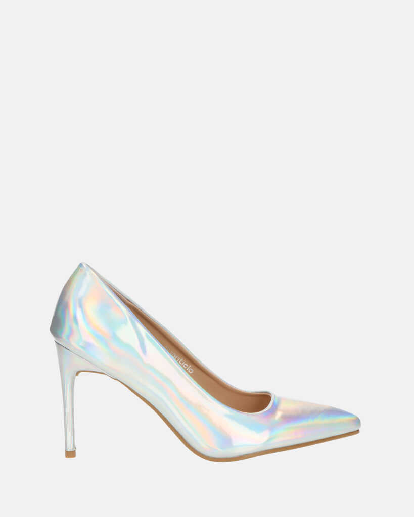 PORSHA - silver glassy decolette with stiletto heel