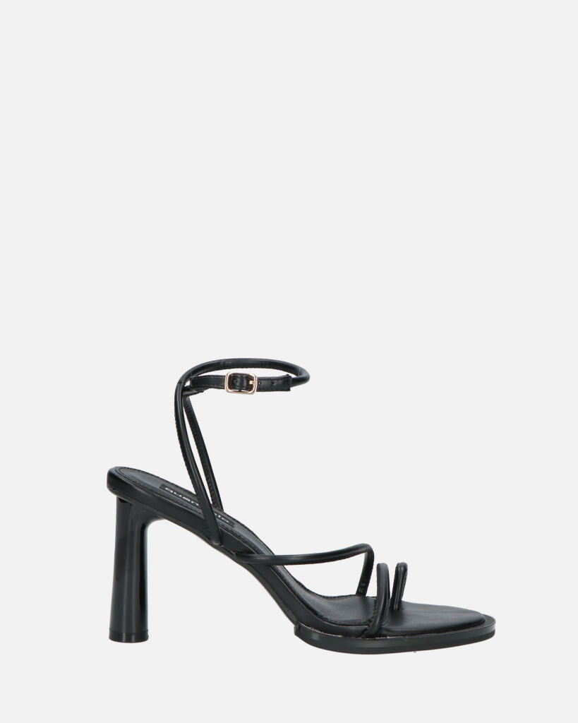 TUULA - black faux leather sandals with strap