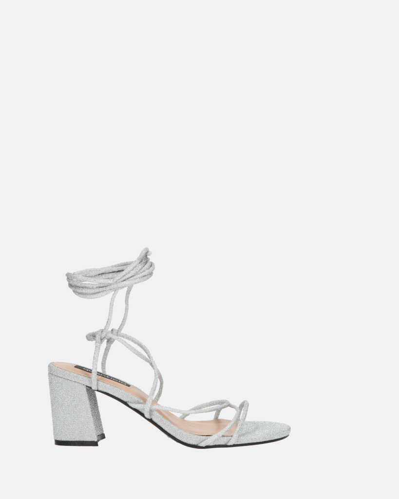 TALIA - heeled sandal in grey glitter
