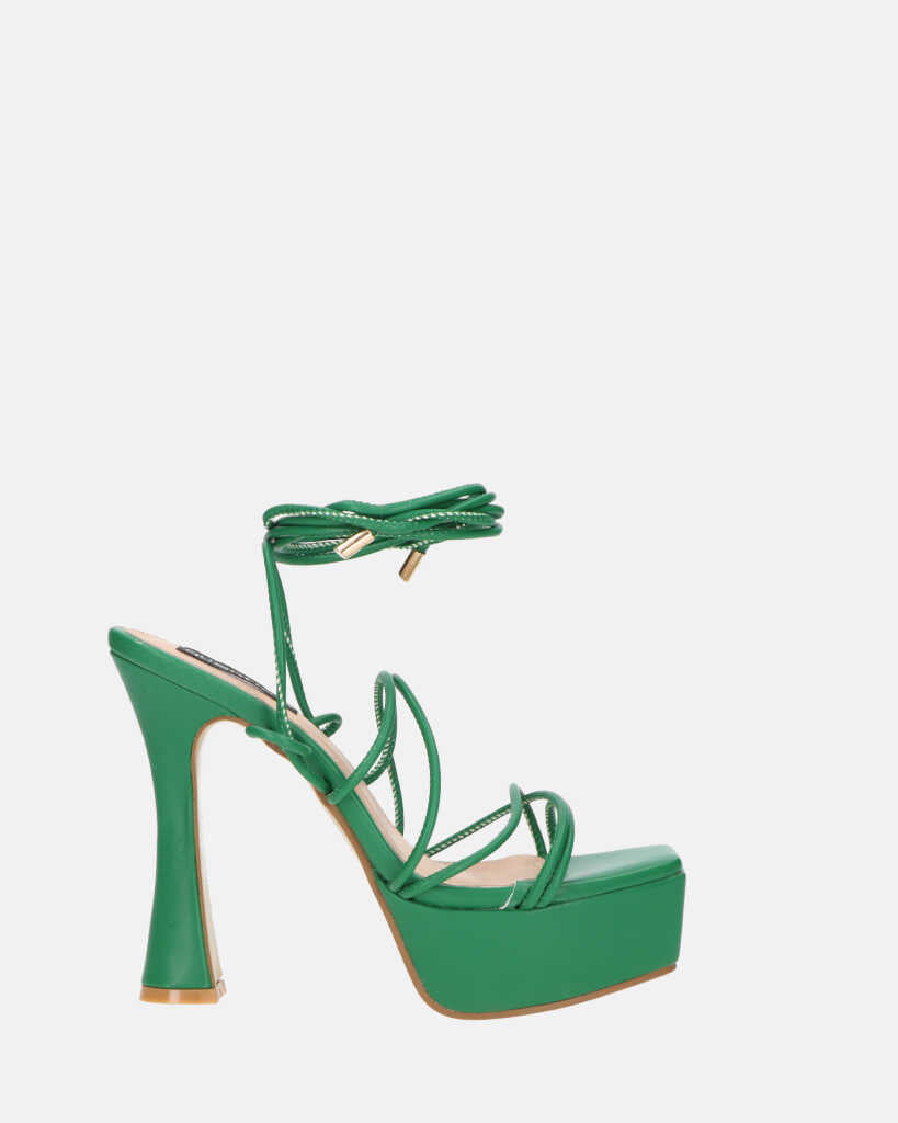 DELILA - green sandals with high heel and platform