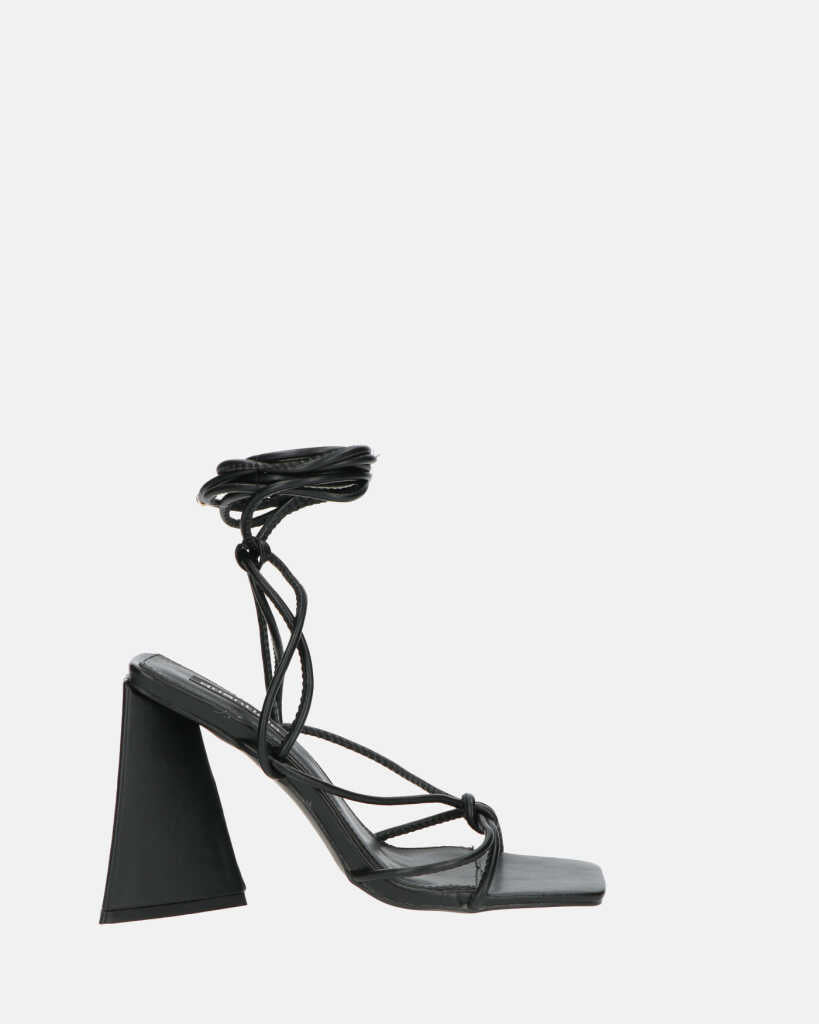 LUCE - sandals with heel and black laces