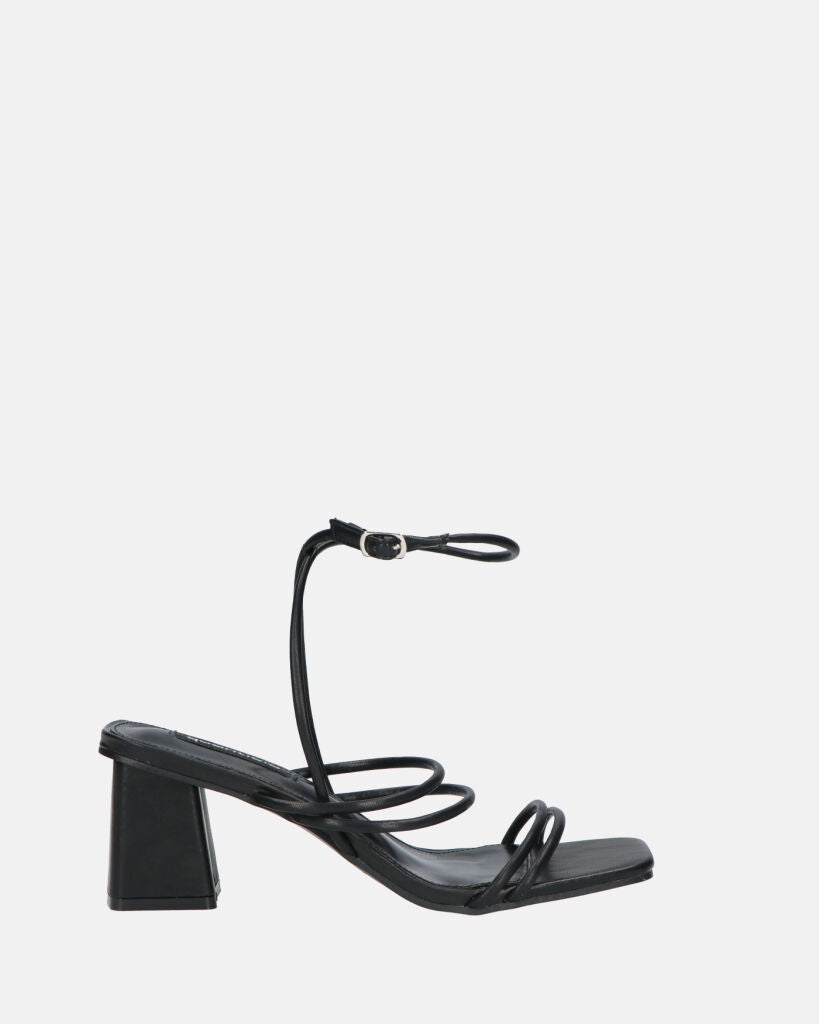 TIARA - black eco-leather sandals with laces