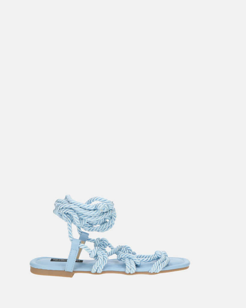 UNIQUE - blue flat sandals with laces