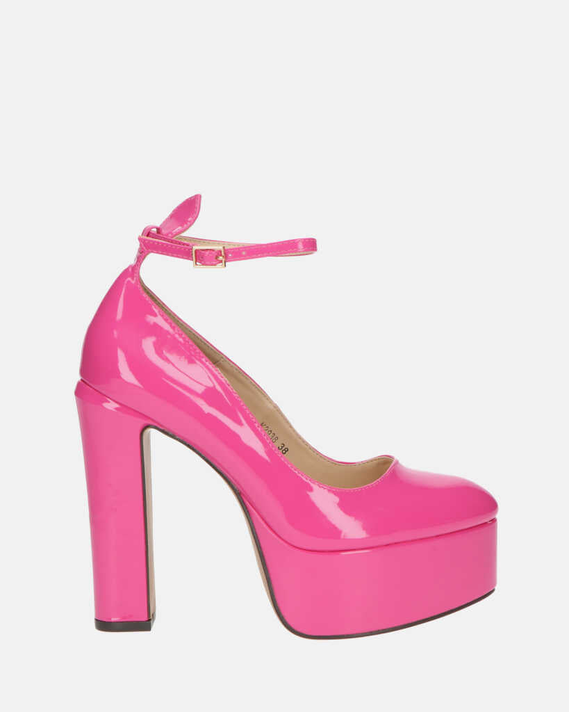 SOLEIL - high-heeled shoes in fuchsia glassy