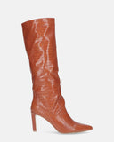 CAROLINE - high heel boot in brown python